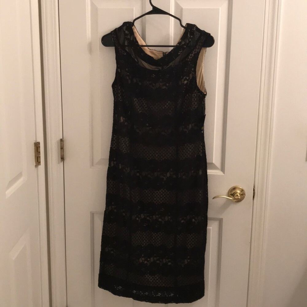 Gabby Skye Black Lace Shift Dress